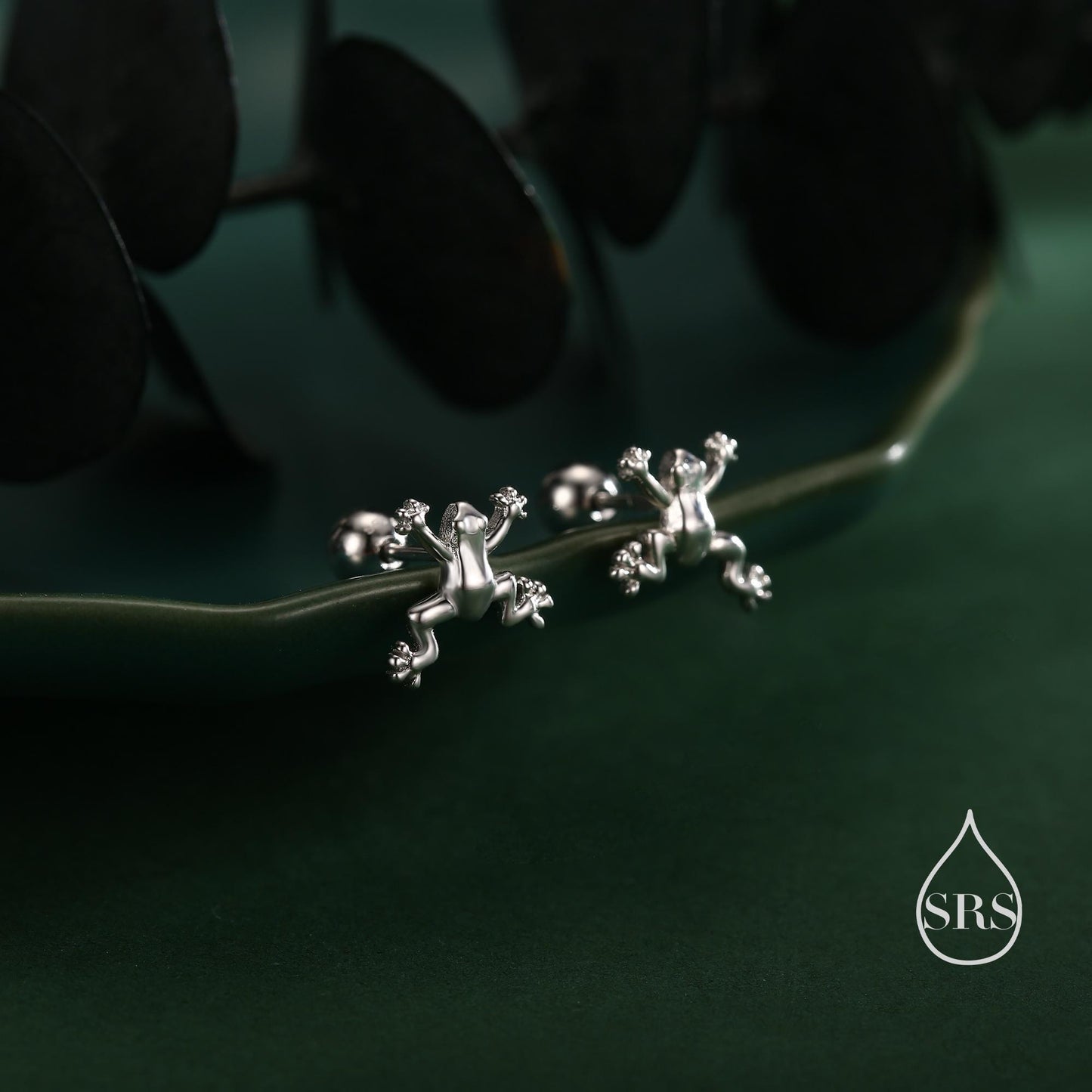 Tiny Frog Internally Threaded Flat Back / Screw Back / Stud Earrings in Sterling Silver, Tree Frog Earrings, Silver or Gold or Rose Gold