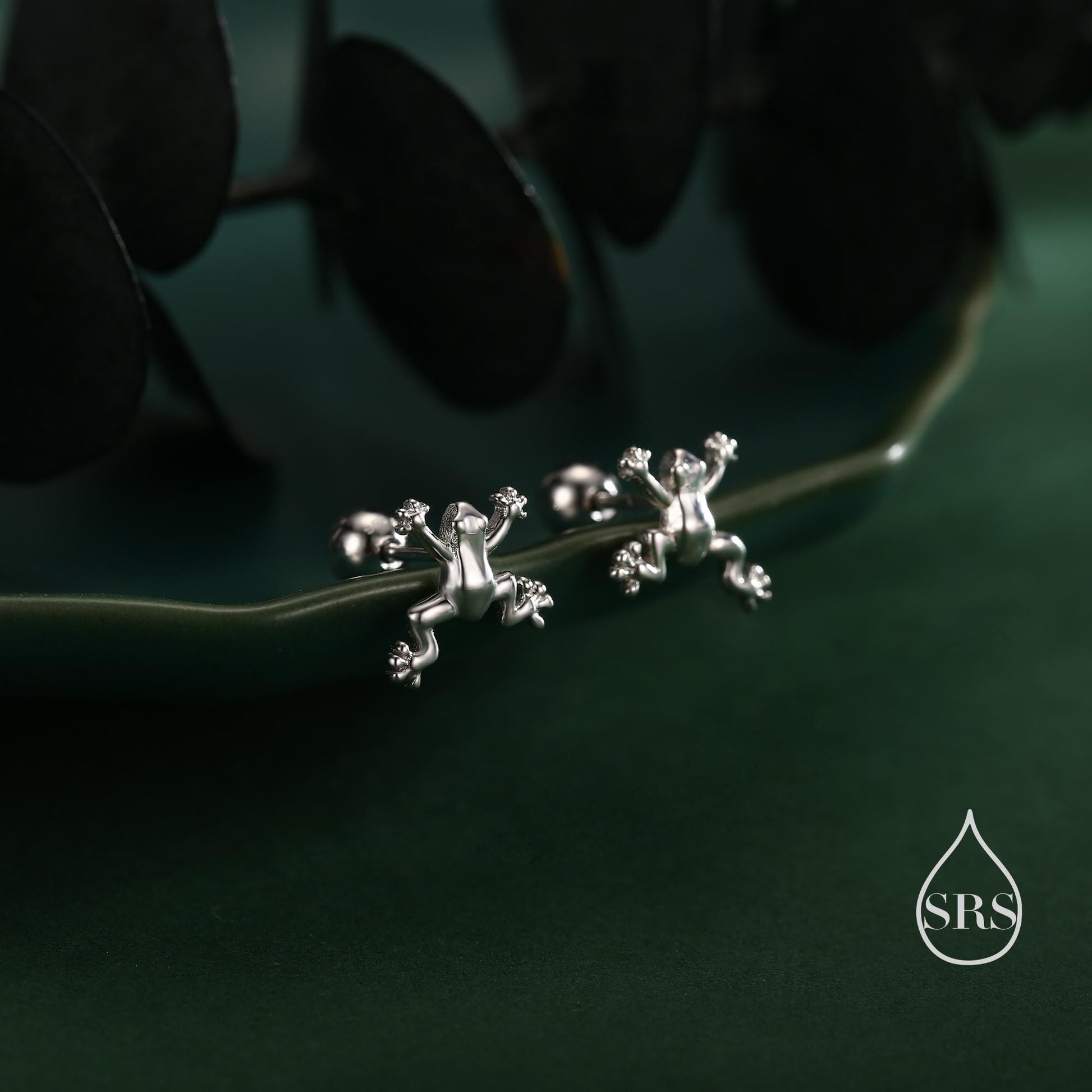 Tiny Frog Internally Threaded Flat Back / Screw Back / Stud Earrings in Sterling Silver, Tree Frog Earrings, Silver or Gold or Rose Gold