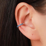Sapphire Blue CZ Ear Cuff in Sterling Silver, Silver or Gold, Simple Piercing Free Earrings, Minimalist Ear Cuff, Blue CZ Ear Cuff