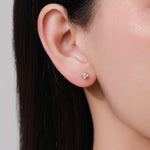 Princess Cut CZ Stud Earrings in Sterling Silver, Square Cut Crystal Earrings, Diamond CZ, April Birthstone