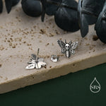 Death's-head Hawkmoth Moth Stud Earrings in Sterling Silver, Silver Gold or Rose Gold, Insect Earrings, Nature Inspired Animal Earrings