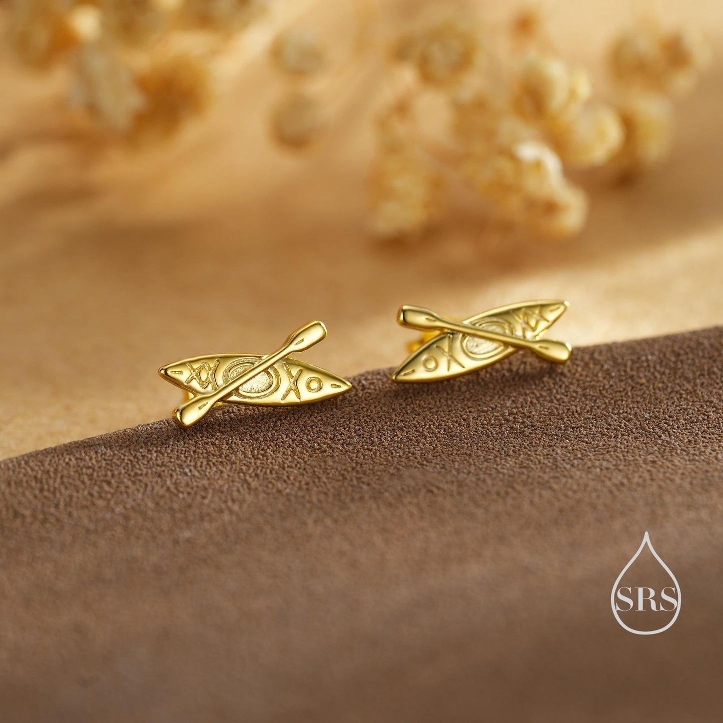 Kayak Boat Stud Earrings in Sterling Silver, Silver Gold or Rose Gold, Ocean Earrings, Boat Stud, Hobby Jewellery