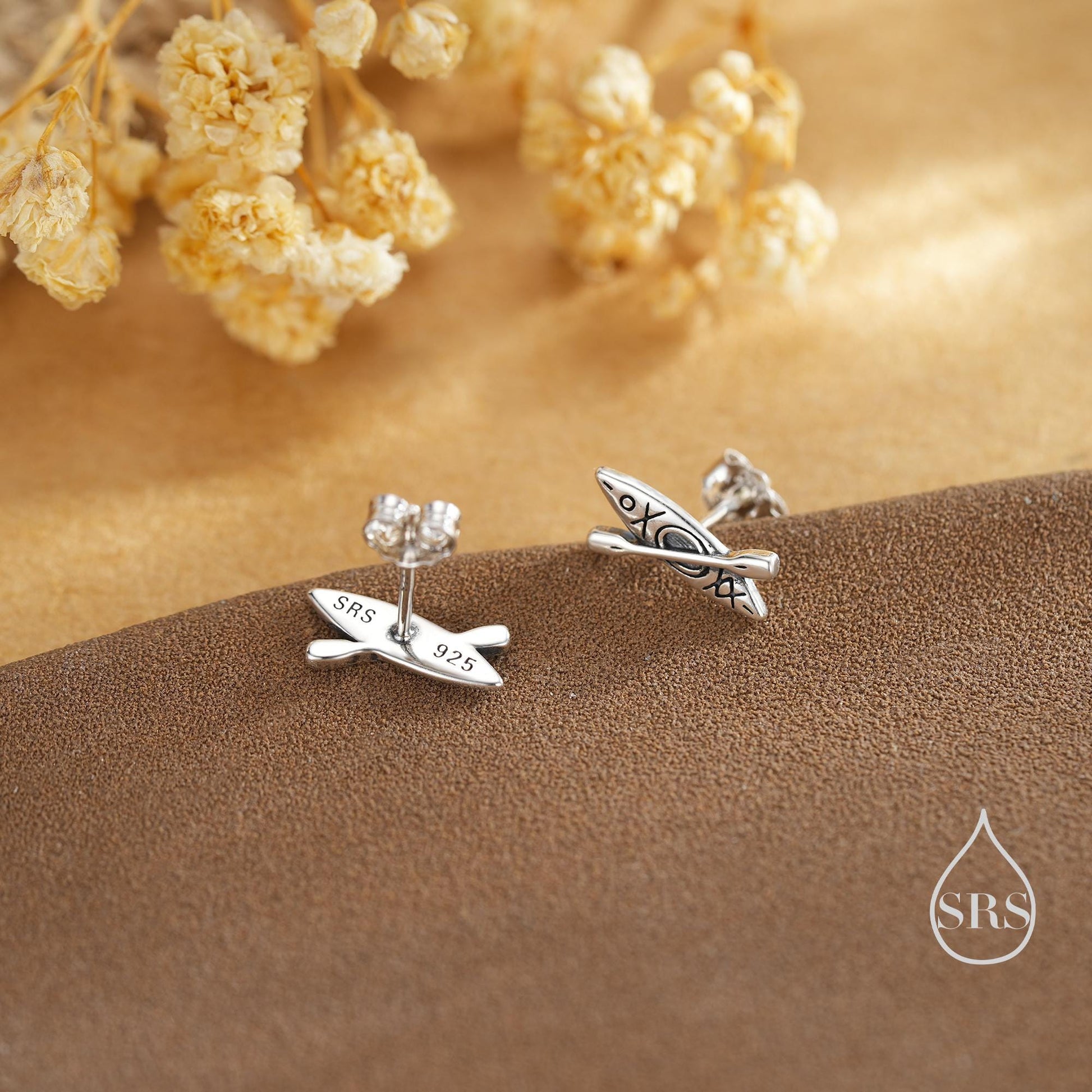 Kayak Boat Stud Earrings in Sterling Silver, Silver Gold or Rose Gold, Ocean Earrings, Boat Stud, Hobby Jewellery