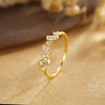 Baguette CZ Cluster Ring in Sterling Silver, Silver or Gold, Organic Shape CZ Ring, US 5 - 8