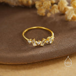 Baguette CZ Cluster Ring in Sterling Silver, Silver or Gold, Organic Shape CZ Ring, US 5 - 8