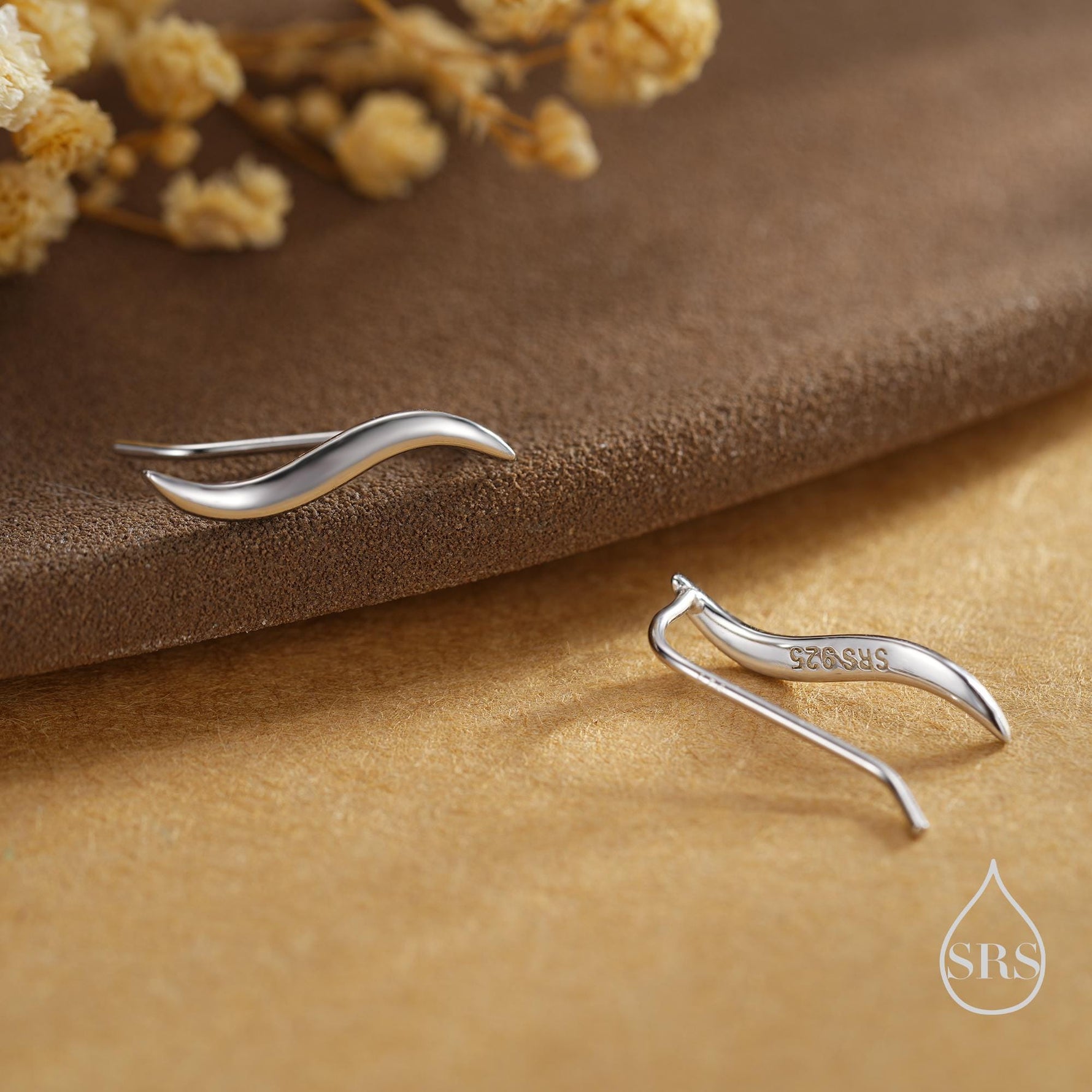 Minimalist Wave Crawler Earrings in Sterling Silver, Silver, Gold or Rose Gold, Minimalist Geometric, Ear Climbers