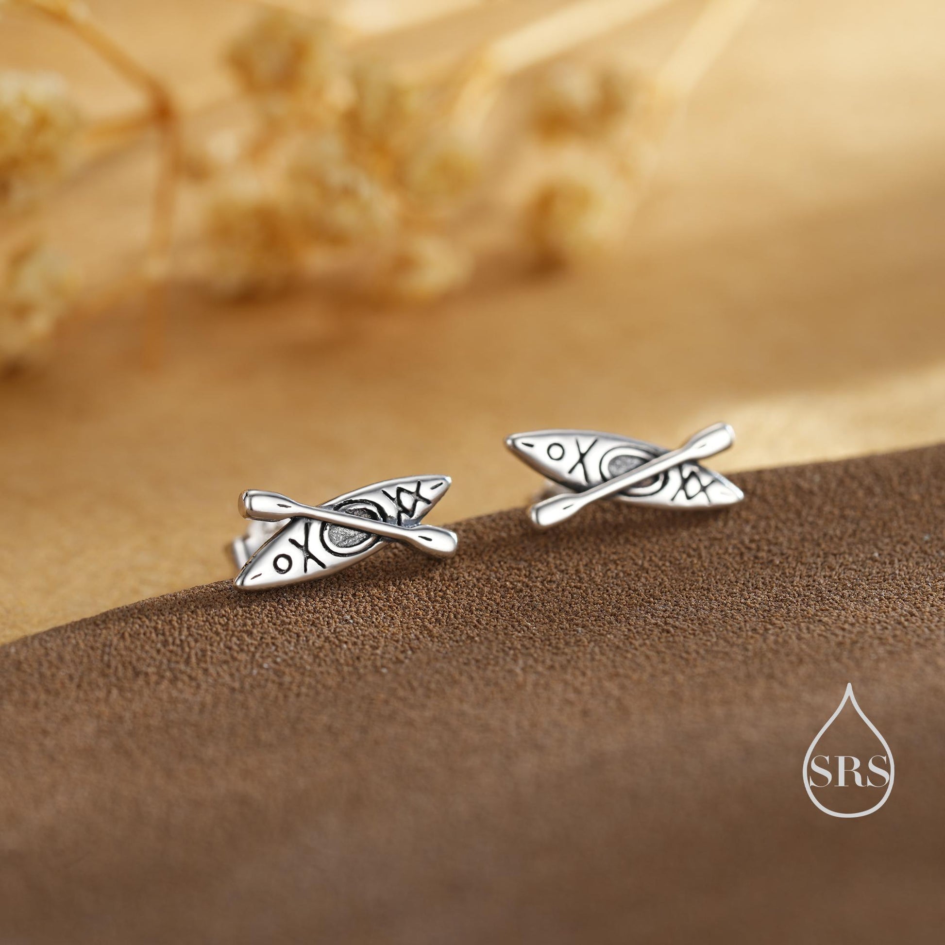 Kayak Boat Stud Earrings in Sterling Silver, Silver Gold or Rose Gold, Ocean Earrings, Boat Stud, Hobby Jewellery