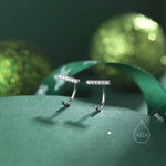 CZ Bar Huggie Hoop Earrings in Sterling Silver, Silver or Gold, Black or Clear CZ, Half Hoop, Open Hoop, Pull Through