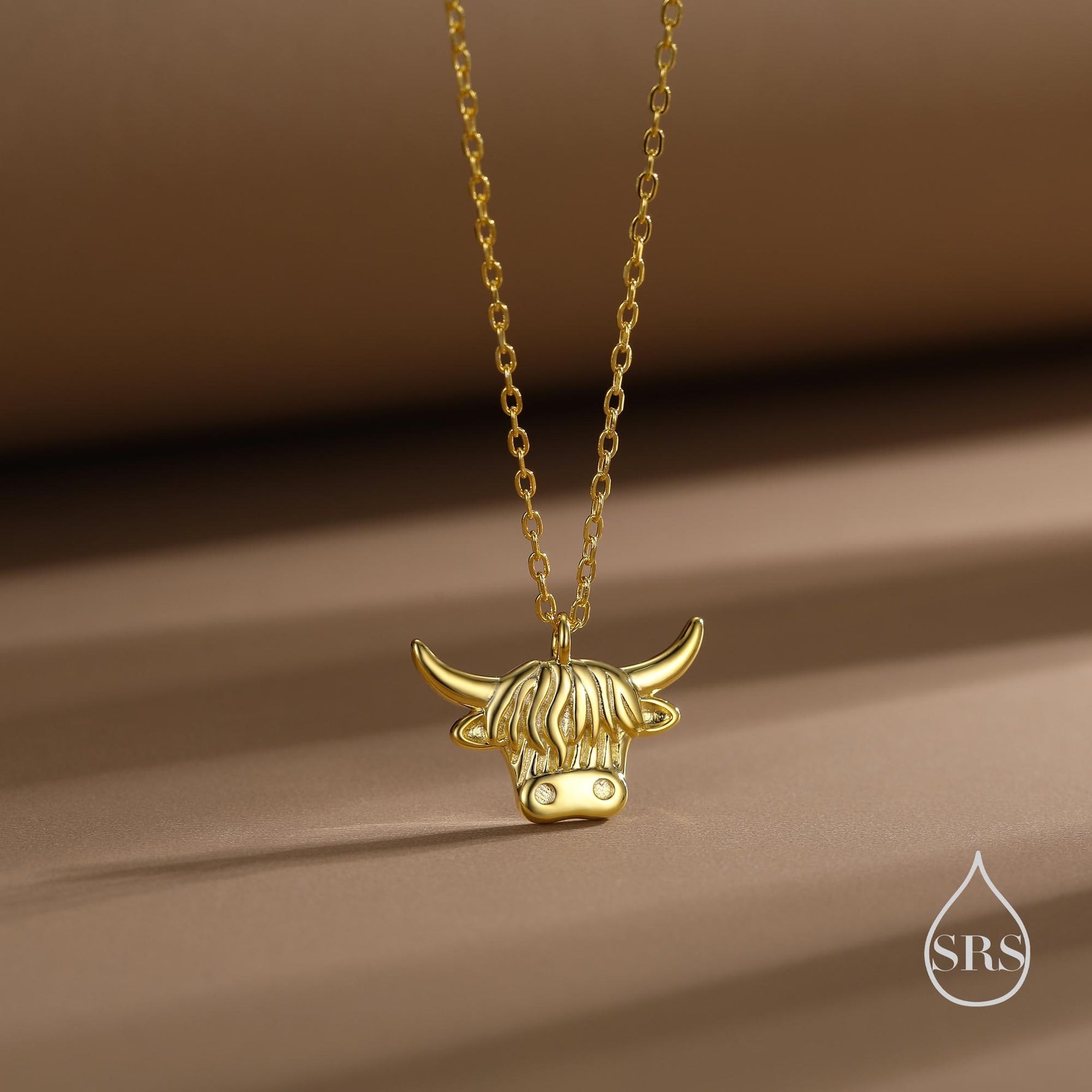Oxidised Sterling Silver Highland Cow Pendant Necklace, Silver, Gold or Rose Gold Finish, Delicate Highland Cow Necklace, Scottish Jewellery