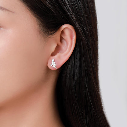 Tiger Stud Earrings in Sterling Silver, Silver Gold or Rose Gold, Nature Inspired Animal Earrings