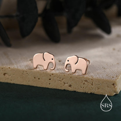 Elephant Stud Earrings in Sterling Silver, Cute Fun Quirky Animal Jewellery, Jewelry Gift for Her, Animal Lover, Safari Nature Inspired
