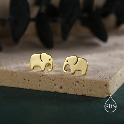 Elephant Stud Earrings in Sterling Silver, Cute Fun Quirky Animal Jewellery, Jewelry Gift for Her, Animal Lover, Safari Nature Inspired