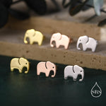 Elephant Stud Earrings in Sterling Silver, Cute Fun Quirky Animal Jewellery, Jewelry Gift for Her, Animal Lover, Safari Nature Inspired