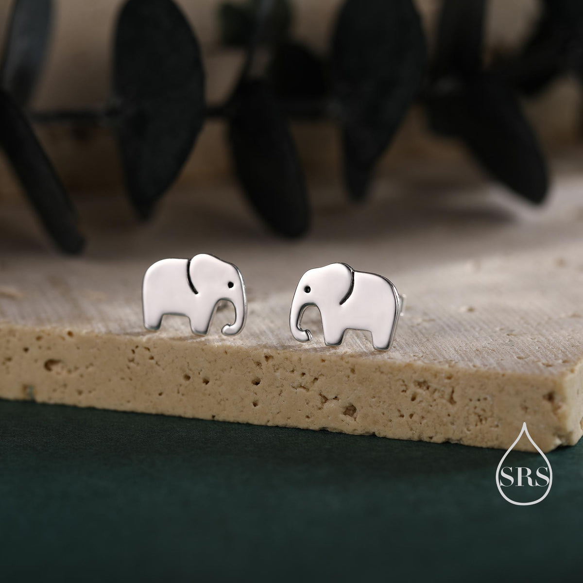 Sterling Silver Elephant 16G Flat Back Earrings