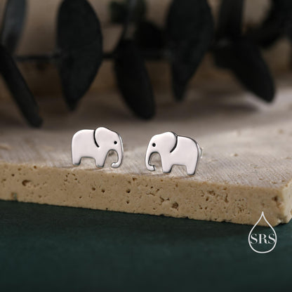 Elephant Stud Earrings in Sterling Silver, Cute Fun Quirky Animal Jewellery, Jewelry Gift for Her, Animal Lover, Safari Nature Inspired