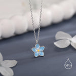 Sterling Silver Tiny Dainty Forget-me-not Flower Pendant Necklace, Flower Necklace, Small Forget-me-not Necklace, Forget me not Jewellery