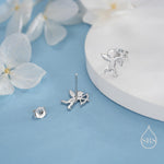 Tiny Cupid Angel Stud Earrings in Sterling Silver, Silver, Gold or Rose Gold, Chrub Stud Earrings, Silver Angel Earrings