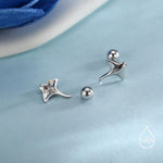 Sterling Silver Manta Ray 18G Screw Back Earrings, Silver, Animal Earrings
