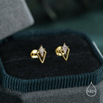 Art Deco Rhombus 16G Flat Back Stud Earrings