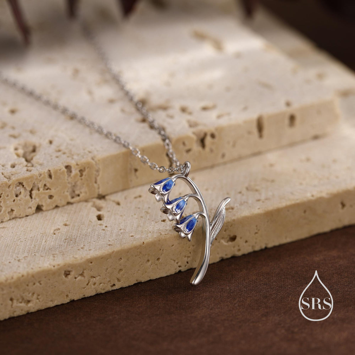 Sterling Silver Enamel Bluebell Flower Pendant Necklace, Dainty Delicate Bluebell Flower Necklace, Snowdrop Necklace, Spring Flowers