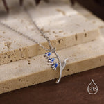 Sterling Silver Enamel Bluebell Flower Pendant Necklace, Dainty Delicate Bluebell Flower Necklace, Snowdrop Necklace, Spring Flowers