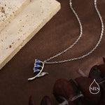 Sterling Silver Enamel Bluebell Flower Pendant Necklace, Dainty Delicate Bluebell Flower Necklace, Snowdrop Necklace, Spring Flowers