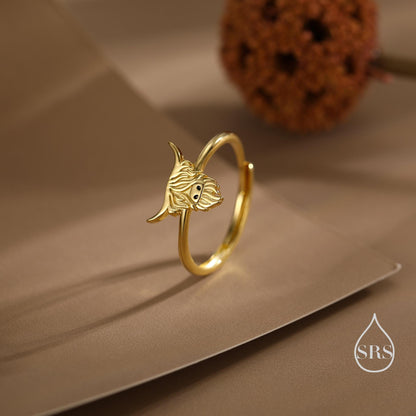 Sterling Silver Highland Cow Ring, Silver or Gold, Adjustable Size, Highland Cow Jewellery, Cow Ring, Scottish Design