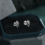 Internally Threaded Flat Back Earrings, Art Deco Inspired Tiny Rhombus Screw Back / Stud CZ Stud Earrings in Sterling Silver