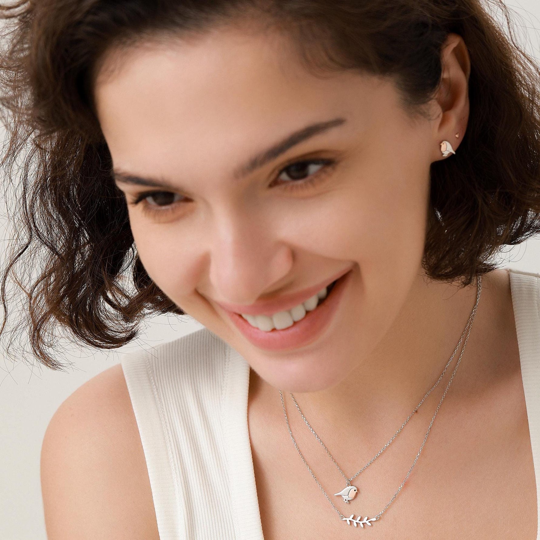 Robin Bird Stud Earrings in Sterling Silver, Silver Bird Earrings, Silver and Rose Gold, Nature Inspired, Christmas, Bundle Available