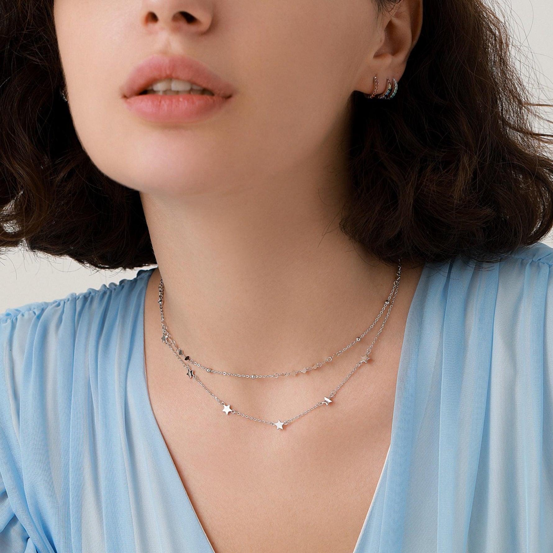 Choker Sequin and Link Chain in Sterling Silver Silver, Silver or Gold or Rose Gold, Choker Necklace, Minimalist Geometric Style