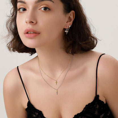 Dainty Cross Pendant Necklace in Sterling Silver, Cross Necklace, Silver or Gold, Sterling Silver Cross Necklace