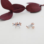 Mismatched Cute Axolotl Stud Earrings in Sterling Silver - Asymmetric Sea Creature Stud Earrings - Tiny Earrings - Pet Lover