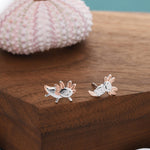 Mismatched Cute Axolotl Stud Earrings in Sterling Silver - Asymmetric Sea Creature Stud Earrings - Tiny Earrings - Pet Lover
