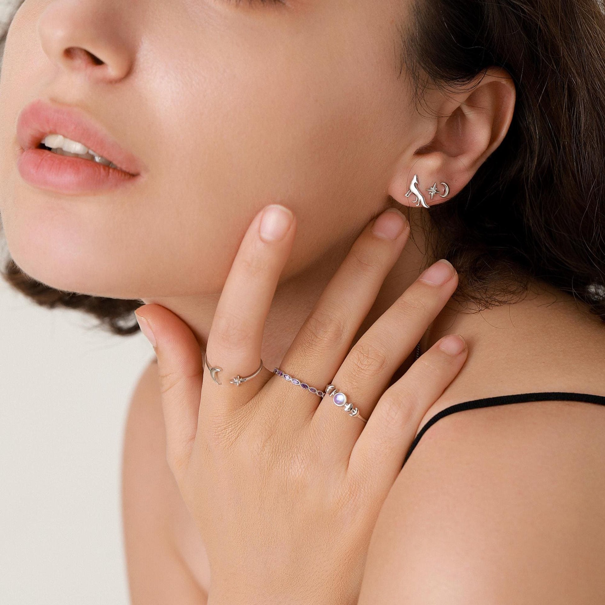 Amethyst Purple Marquise CZ Infinity Ring in Sterling Silver, Skinny Marquise Ring US 5 - 8