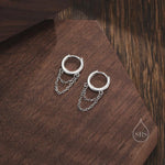 Double Chained Hoop Earrings in Sterling Silver – Silver, Gold or Rose Gold Huggie Hoops with Two Chains