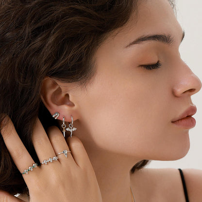 Tiny Dragon Huggie Hoop in Sterling Silver, Silver or Gold or Rose Gold, Dagon Dangle Hoop Earrings, Detachable and Interchangeable