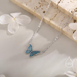 Blue Enamel Butterfly Charm Necklace