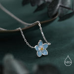Sterling Silver Forget-me-not Flower Pendant Necklace, Flower Necklace, Extra Small Forget-me-not Necklace, Forget me not Jewellery
