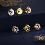 Rolled Up Armadillo Stud Earrings in Sterling Silver, Silver or Gold or Rose Gold, Nature Inspired Animal Earrings