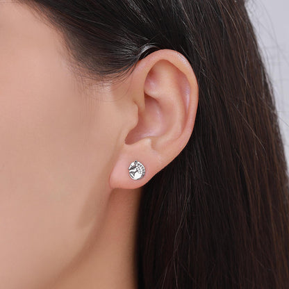 Rolled Up Armadillo Stud Earrings in Sterling Silver, Silver or Gold or Rose Gold, Nature Inspired Animal Earrings