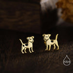 Tiny Jack Russell Dog Stud Earrings in Sterling Silver, Puppy Earrings, Silver, Gold or Rose Gold, Nature Inspired Pet Animal Earrings