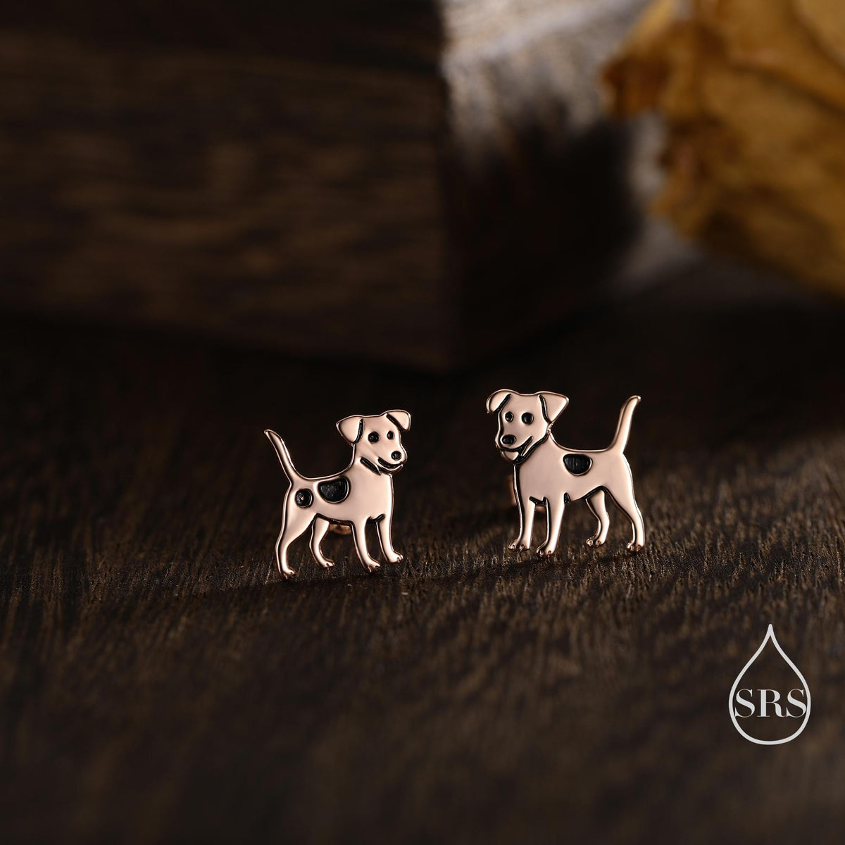 Tiny Jack Russell Dog Stud Earrings in Sterling Silver, Puppy Earrings, Silver, Gold or Rose Gold, Nature Inspired Pet Animal Earrings