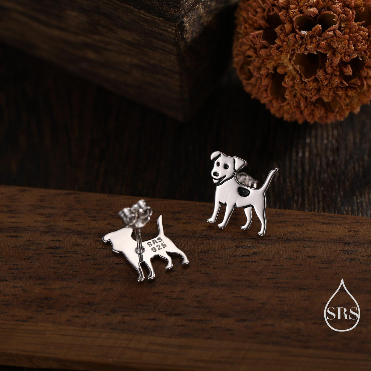 Tiny Jack Russell Dog Stud Earrings in Sterling Silver, Puppy Earrings, Silver, Gold or Rose Gold, Nature Inspired Pet Animal Earrings