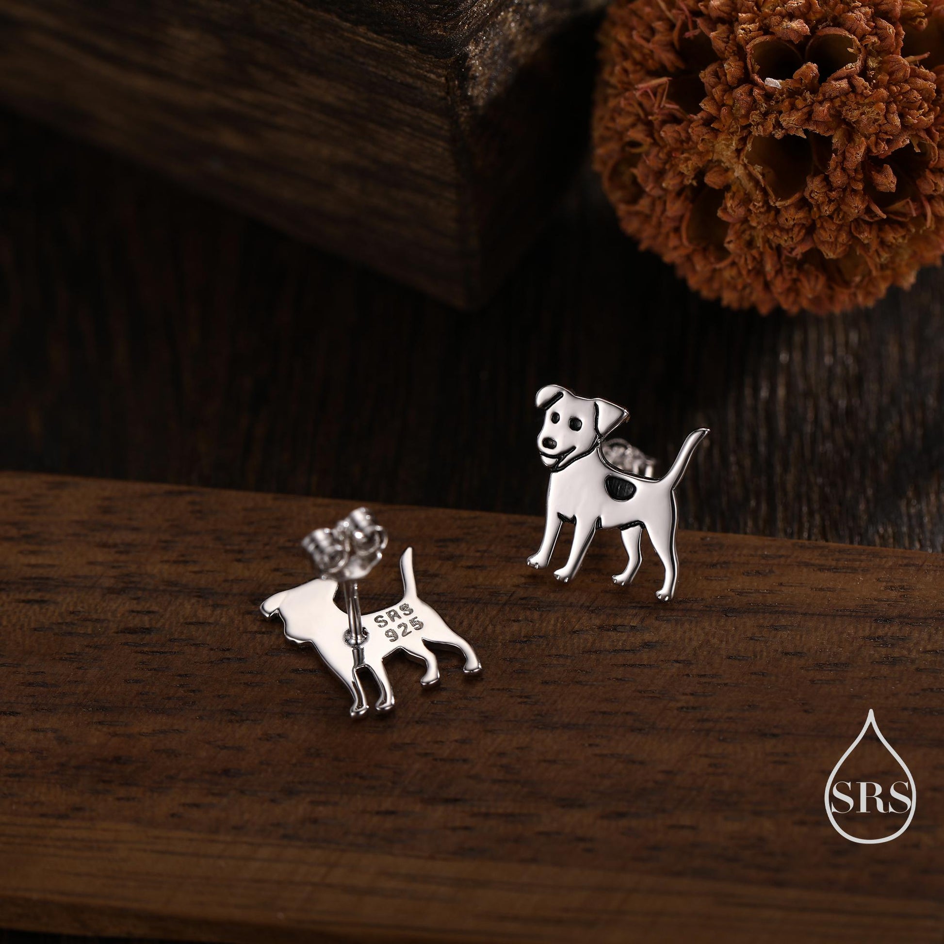 Tiny Jack Russell Dog Stud Earrings in Sterling Silver, Puppy Earrings, Silver, Gold or Rose Gold, Nature Inspired Pet Animal Earrings