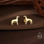 Tiny Whippet Dog Stud Earrings in Sterling Silver, Greyhound Puppy Earrings, Silver, Gold or Rose Gold, Nature Inspired Pet Animal Earrings