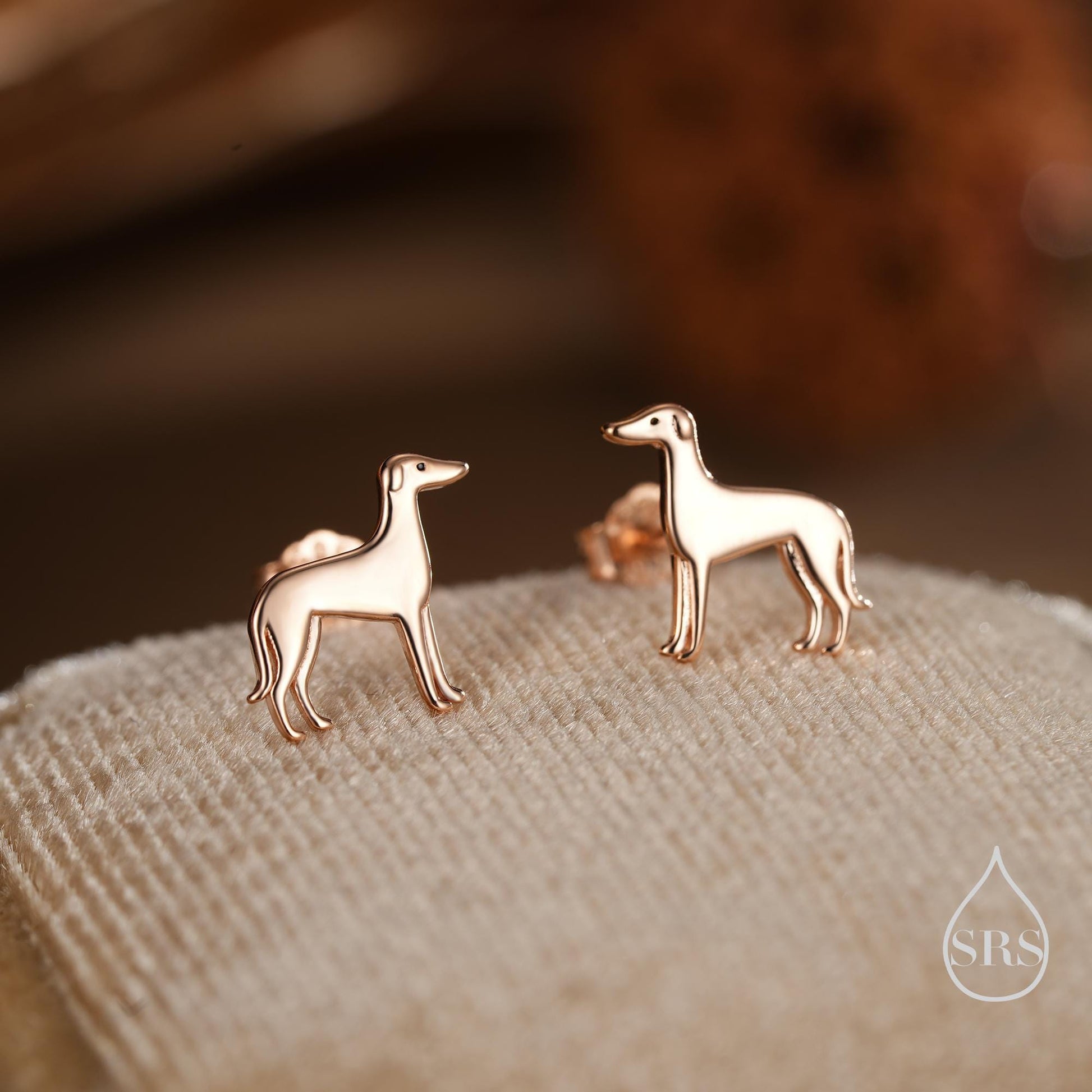 Tiny Whippet Dog Stud Earrings in Sterling Silver, Greyhound Puppy Earrings, Silver, Gold or Rose Gold, Nature Inspired Pet Animal Earrings