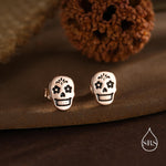 Sugar Skull Stud Earrings in Sterling Silver, Oxidised Silver, Gold or Rose Gold, Sugar Skull Earrings, Day of the Dead Earrings, Halloween