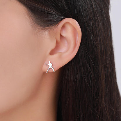 Mismatched Tiny Karate Stud Earrings in Sterling Silver, Silver, Gold or Rose Gold, Asymmetric Kung Fu Earrings, Martial Art Earrings