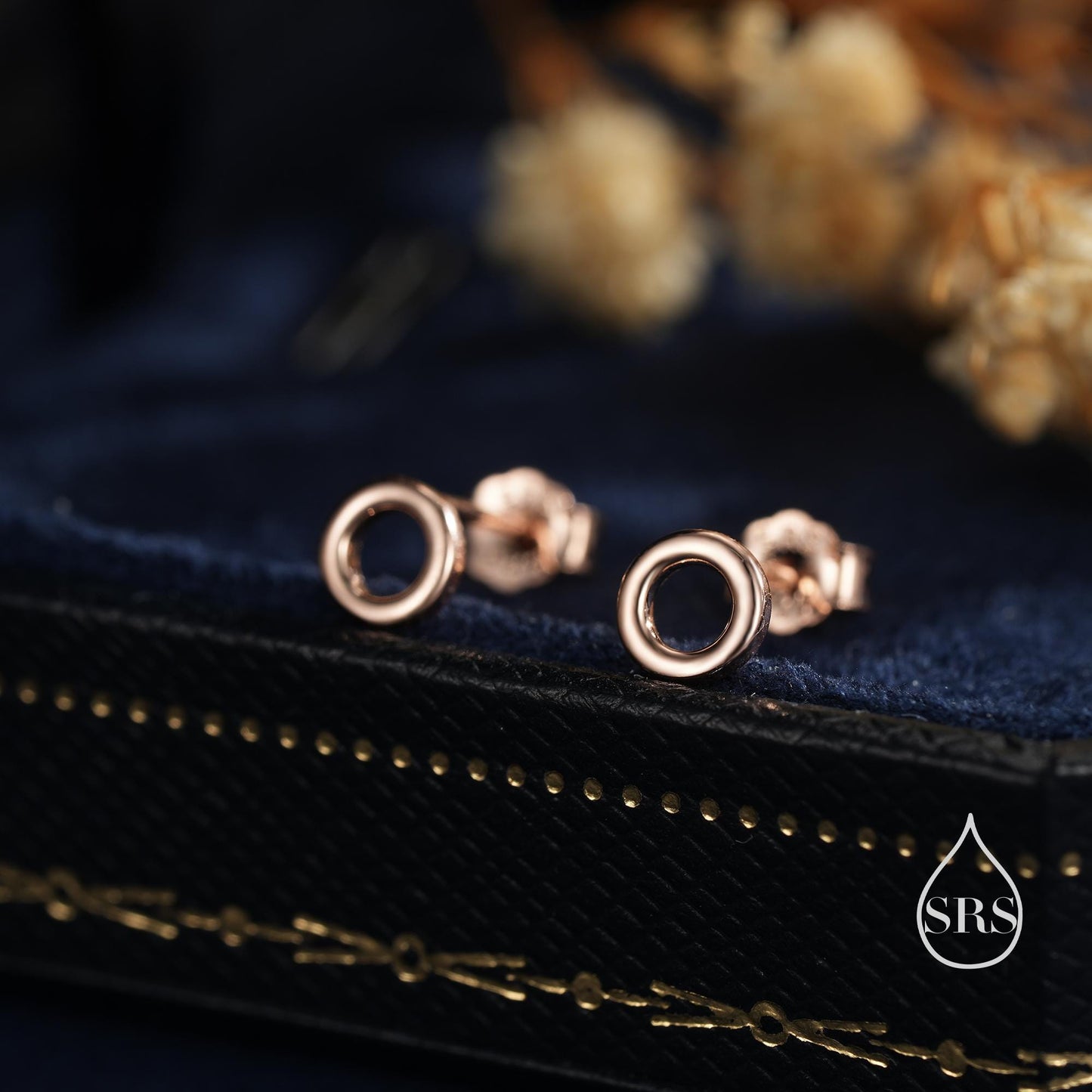 Sterling Silver Minimalist Open Circle Stud Earrings in Sterling Silver - Minimalist Geometric Design, Silver, Gold or Rose Gold