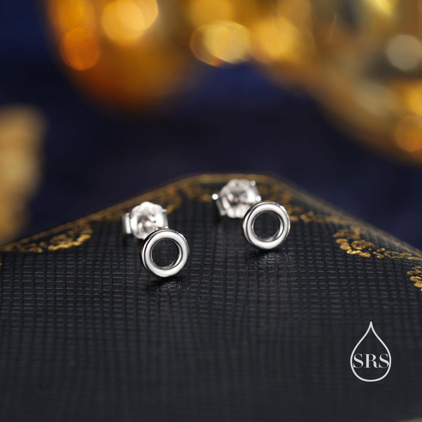 Sterling Silver Minimalist Open Circle Stud Earrings in Sterling Silver - Minimalist Geometric Design, Silver, Gold or Rose Gold